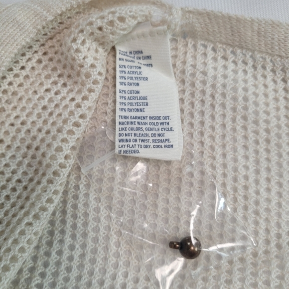 NWT American Eagle Open Knit Button Front Cream Lightweight Sheer Sweater XXL - Picture 8 of 9